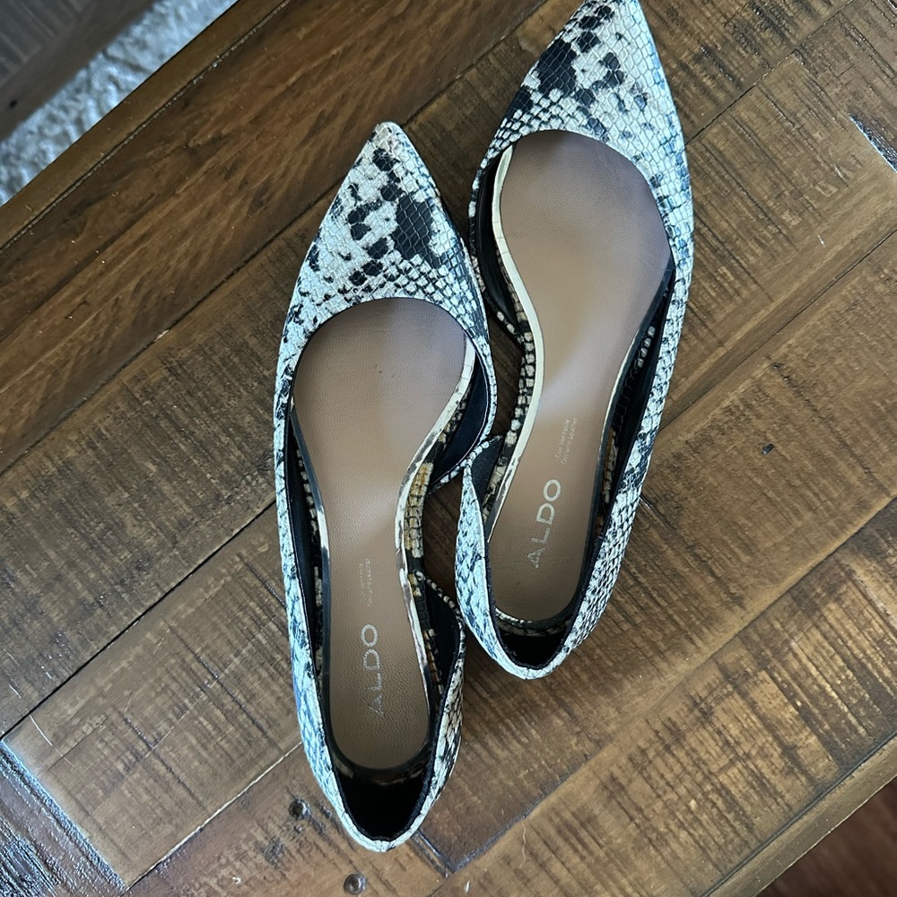 ALDO Snakeskin Pattern Flats - Black and White